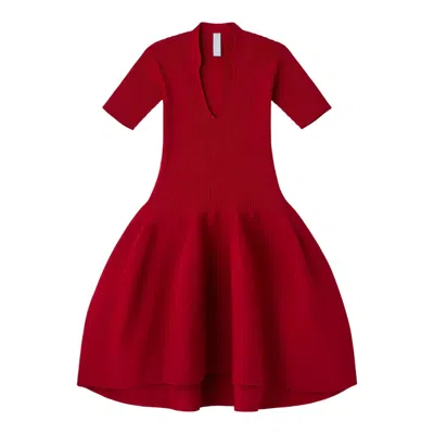 Cfcl Pottery Stand-up Collar Dress In Red