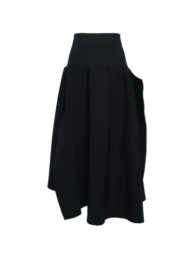 Cfcl Pottery-crease Asymmetric Midi Skirt In Black