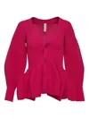 Cfcl Puff-sleeve Peplum Cardigan In Pink