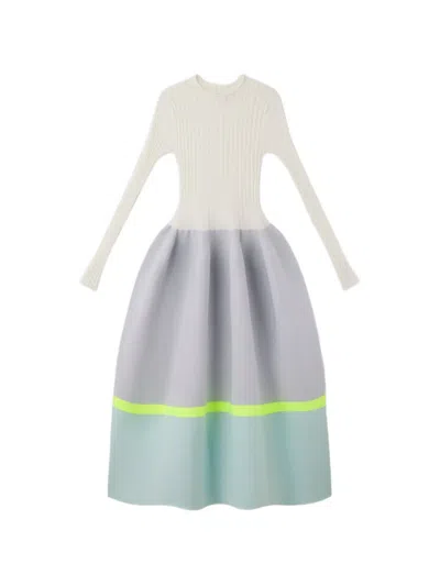 Cfcl Ribbed Panelled Dress In Blue