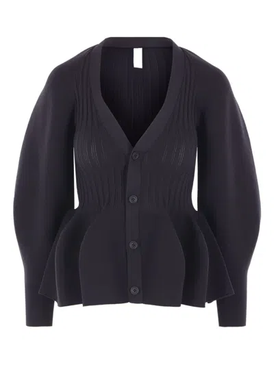 Cfcl Ribbed Peplum Cardigan In Black