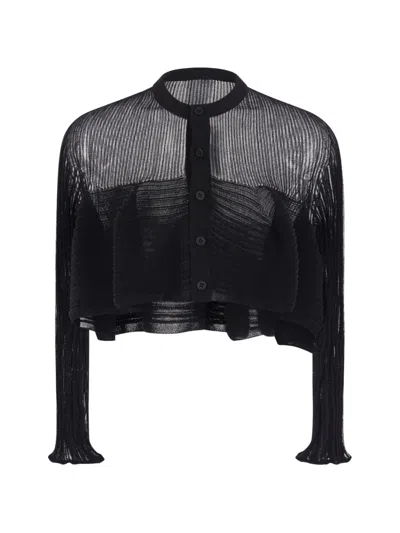 Cfcl Ribbed-knit Cropped Cardigan In Black