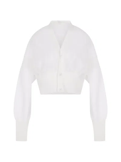 Cfcl Ribbed-knit Cropped Cardigan In White