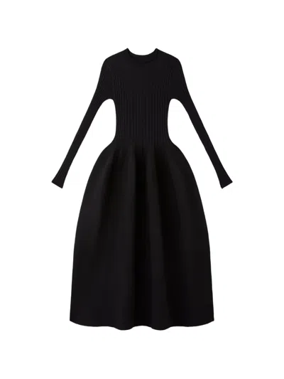 Cfcl Ribbed-knit Flared Dress In Black