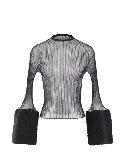 Cfcl Ribbed-knit Long-sleeve Top In Black