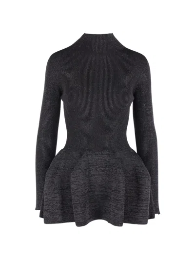 Cfcl Ribbed-knit Peplum-hem Sweater In Black