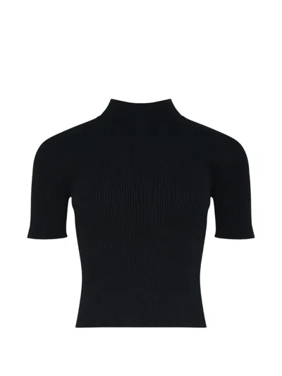 Cfcl Ribbed-knit Short-sleeve Top In Black