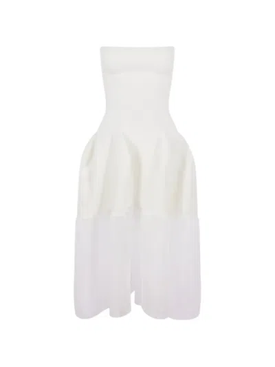 Cfcl Ribbed-knit Strapless Mini Dress In White
