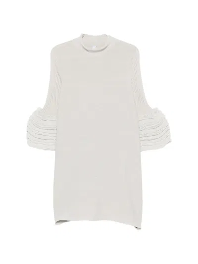 Cfcl Ruffled Bell-sleeve Mini Dress In Neutrals