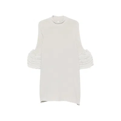 Cfcl Ruffled Bell-sleeve Mini Dress In Neutrals