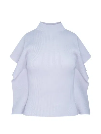 Cfcl Ruffled Ribbed-knit Top In Blue