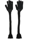 Cfcl Semi-sheer Ribbed-knit Gloves In Black