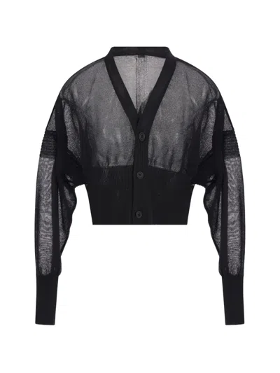 Cfcl Sheer-knit V-neck Cardigan In Black