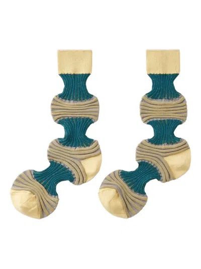 Cfcl Striped Ribbed Socks In Yellow