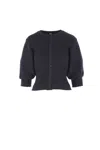 Cfcl Fcl Womens Black Fluted Puffed-sleeves Knitted Cardigan In Black