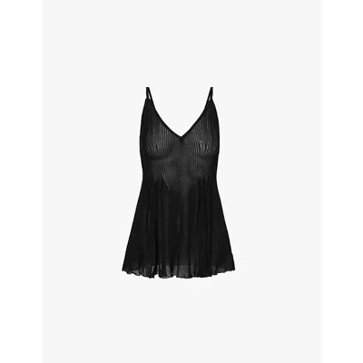 Cfcl Womens Black Hypha Lucent V-neck Knitted Top
