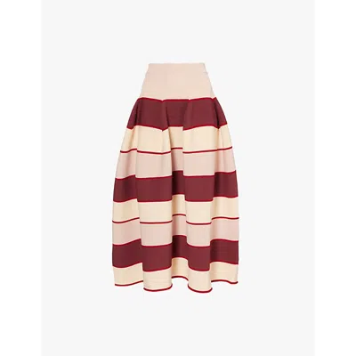 Cfcl Womens Pink Beigepottery Striped Recycled-polyester Knit Midi Skirt In Pink Beige Multi