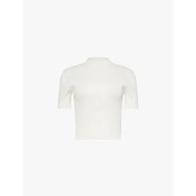 Cfcl Womens White Portrait High-neck Slim-fit Knitted Top In White