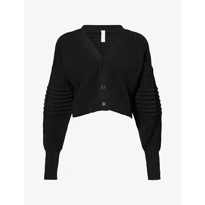 Cfcl Womens  Gauge Cropped Knitted Cardigan In Black