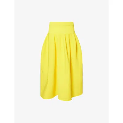 Cfcl Fcl Womens Butter Yellow Pottery Flared Knitted Midi Skirt
