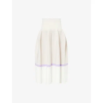 Cfcl Womens  Pottery Gathered Knitted Midi Skirr In White