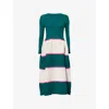 Cfcl Fcl Womens Dark Green Multi Pottery Long-sleeve Knitted Midi Dress