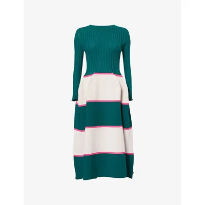 Cfcl Fcl Womens Dark Green Multi Pottery Long-sleeve Knitted Midi Dress