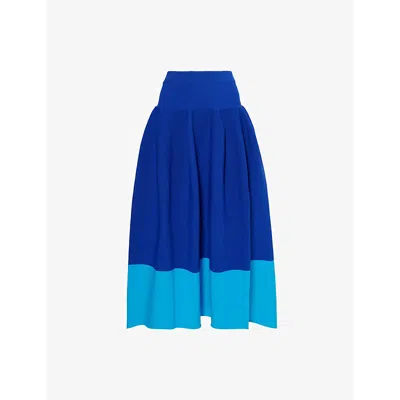 Cfcl Womens  Pottery Ribbed-waistband Woven Midi Skirt In Blue-cyan