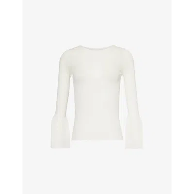 Cfcl Womens Soft Portrait Bell-sleeve Rib-knit Top White