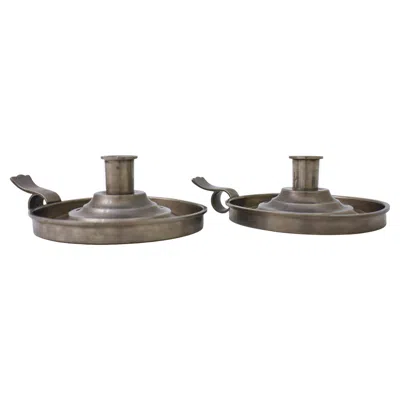 Pre-owned C.g. Hallberg Pair Of Rare Night Candlesticks, Art Deco 1931, Cg Hallberg Sweden In Gray