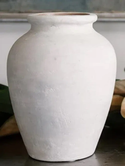 Cg Hunter 10.6" Natural Terracotta Vase In White