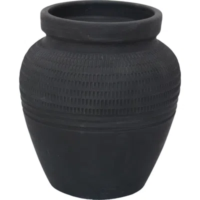 Cg Hunter 11" Black Terracotta Vase