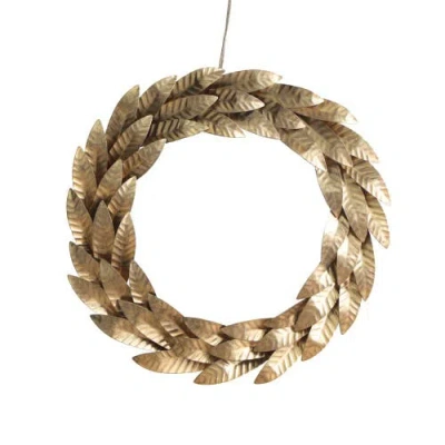 Cg Hunter 12" Mixed Metal Wreath With Leaves In Gold
