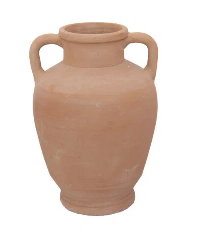 Cg Hunter 12" Terracotta Vase With Handles In Brown