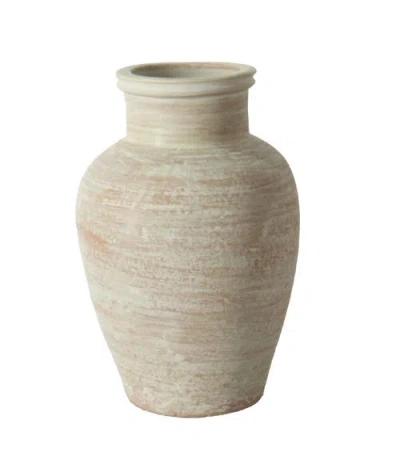 Cg Hunter 12.4" Hand Painted Terracotta Vase In Sand