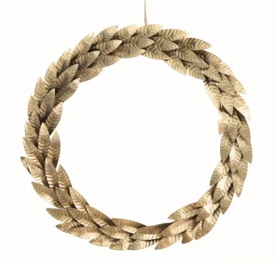 Cg Hunter 16" Mixed Metal Wreath With Leaves In Gold