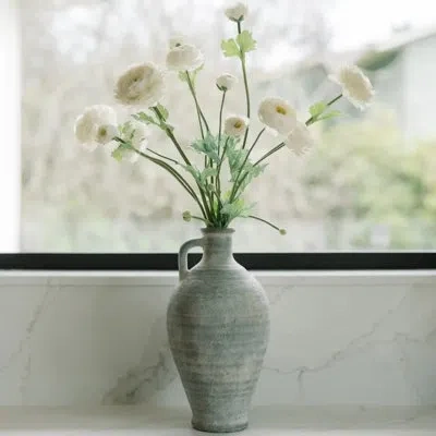 Cg Hunter 27" Artificial White Ranunculus Stems In Green
