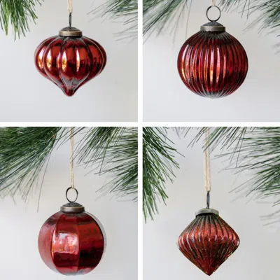 Cg Hunter 3" Mercury Glass Bordeaux Assorted Style Ornament In Burgundy
