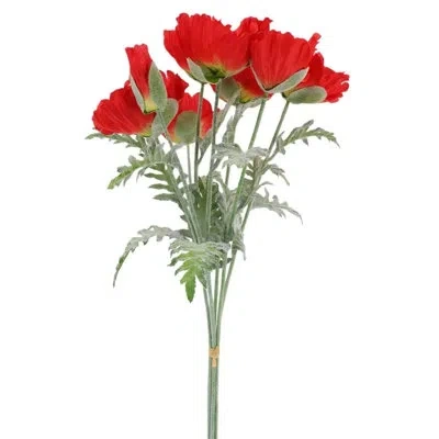 Cg Hunter 31" Artificial Watermelon Poppy Stems In Green