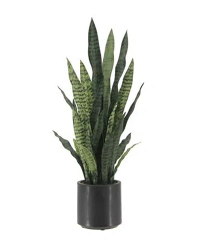 Cg Hunter 40" Artificial Snake Plant In Black Pot In Green