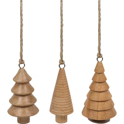 Cg Hunter 5" Wooden Tree Christmas Ornaments In Brown