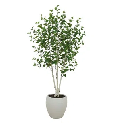 Cg Hunter 7' Artificial Birch Tree In Pot In Green