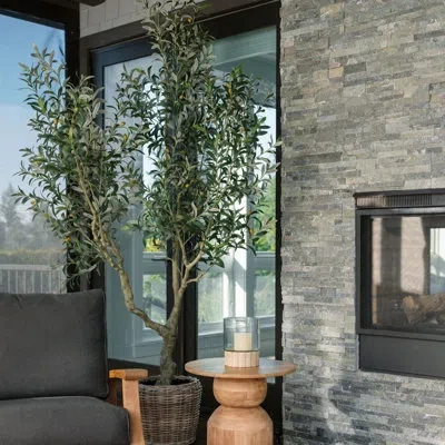 Cg Hunter 8' Faux Olive Tree In Green