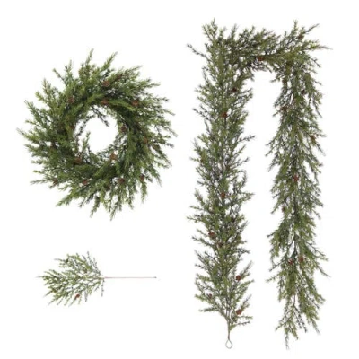 Cg Hunter 9' Artificial Pine Garland With Pinecones In Green