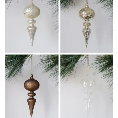 Cg Hunter Assorted Neutral Palette Glass Finial Ornament In Sand