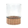Cg Hunter Clear Glass And Rattan Candleholder In Brown