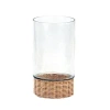 Cg Hunter Clear Glass And Rattan Candleholder In Brown