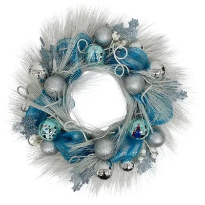 Cg Hunter Disney Frozen 26-inch Pre-lit Led Christmas Wreath With Snowflake Accents And White Foliage