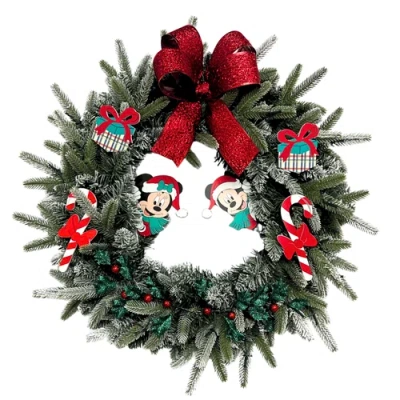 Cg Hunter Disney Seasons Greetings Mickey And Minnie Mouse 26" Pre-lit Christmas Wreath In Red