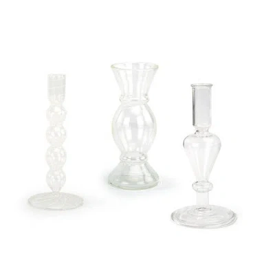 Cg Hunter Etched Borosilicate Glass Bud Vases In Gray